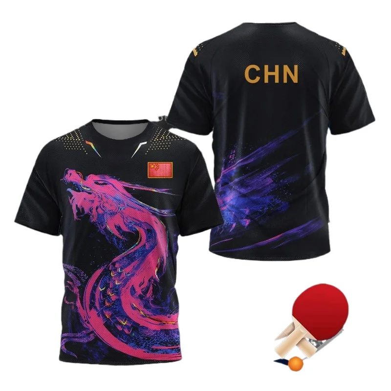 Table Tennis China - เสื้อยืดลายกราฟิก CHINA Dragon สำหรับผู้ชาย เสื้อผ้าแฟชั่น เสื้อยืดกีฬาแบดมินตัน